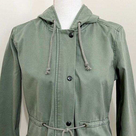 Levi's Green Utility Jacket w/ Pockets Full Zip & Snaps Hooded Women's Size M - Picture 2 of 5